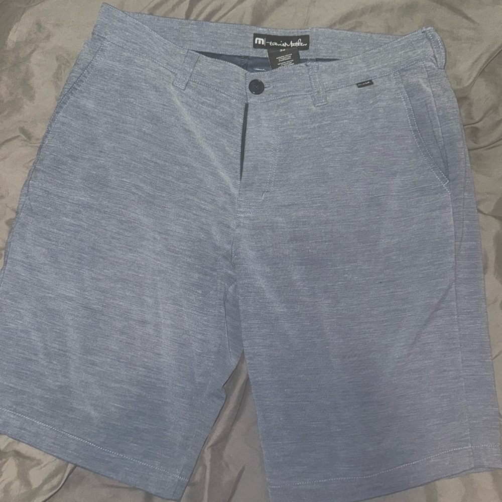 TravisMathew Men's Athletic Shorts in Heathered Light Blue